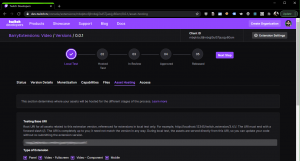 "Asset Hosting" section of a Twitch Extension Console