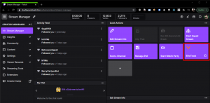 A Twitch Dashboard Quick Action Button